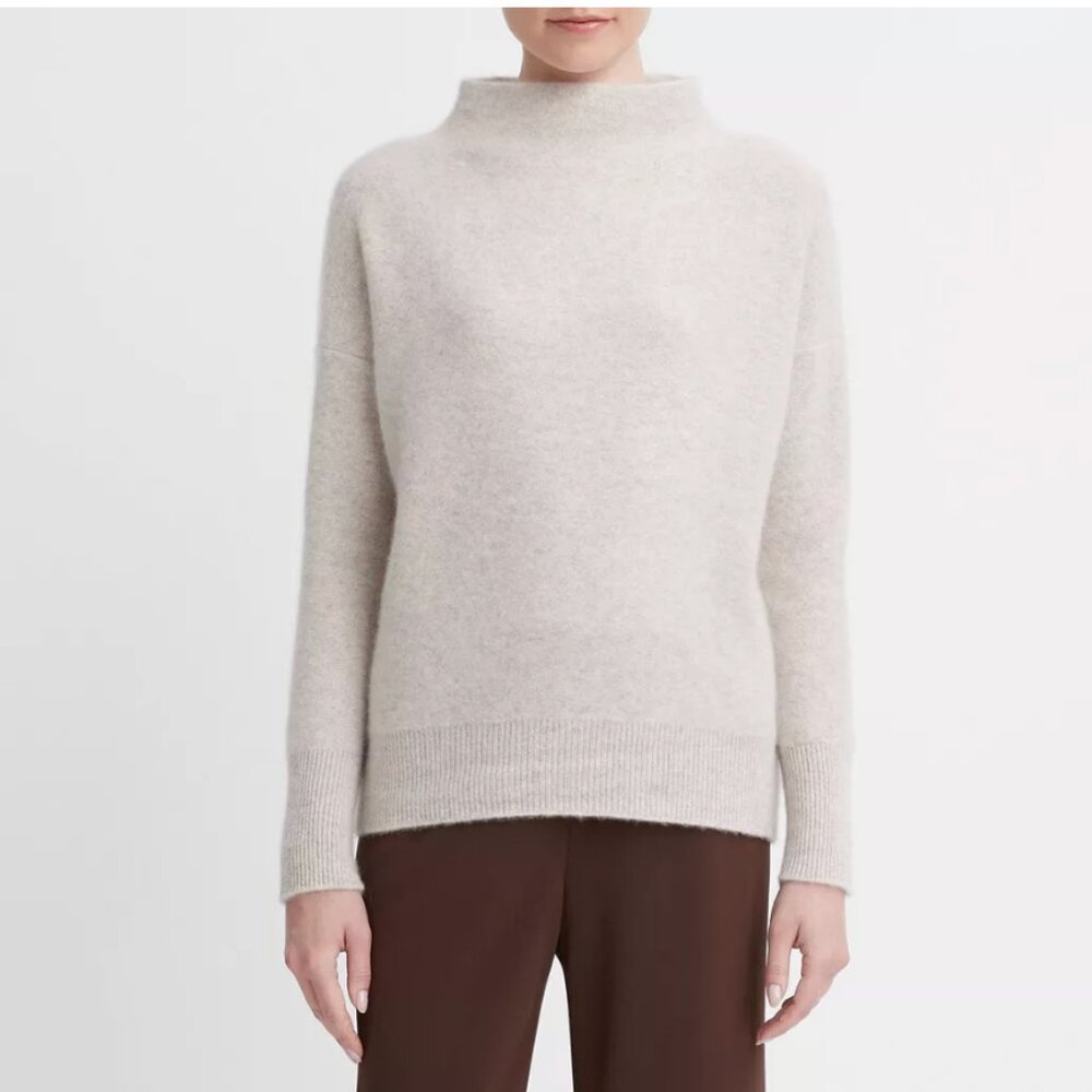 Vince Plush Cashmere Funnel Neck Sweater - Color Marble - Size Small